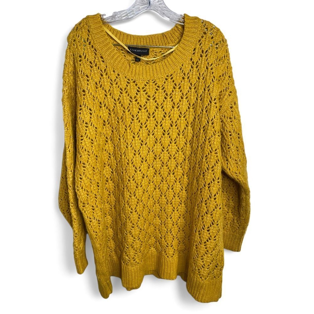 Lane Bryant Yellow Mustard Cable Knit Sweater Size 22/24